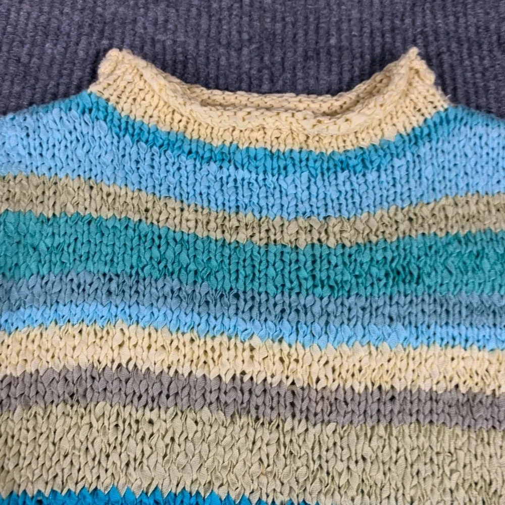 VTG Sigrid Olsen Sport‎ Sweater Vest Womens Medium Blue Striped Colorful Retro